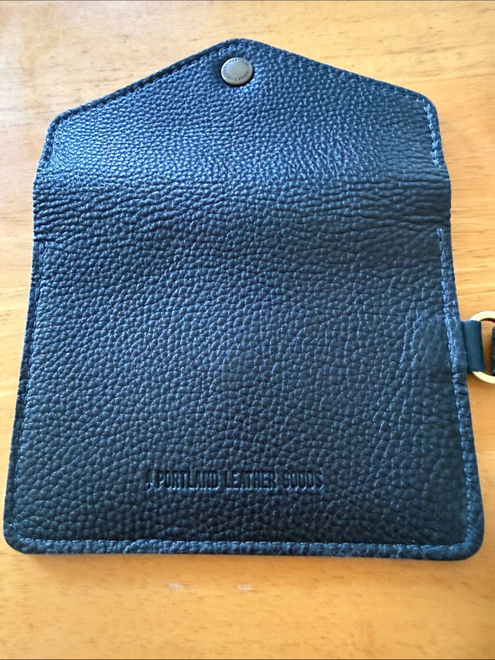 Portland Leather Pebbled Wristlet with Teal Trim - Picture 4 of 4